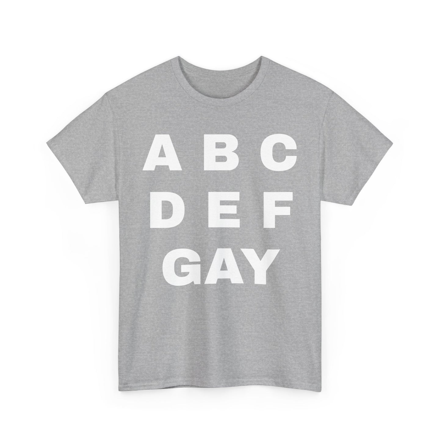 Unisex Heavy Cotton Tee - ABCDEFGAY Graphic Tee for LGBTQ+ Pride
