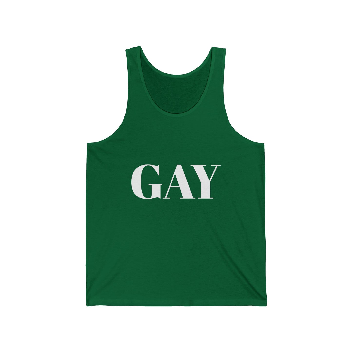 Pride Unisex Jersey Tank - Bold 'GAY' Design for LGBTQ+ Celebrations