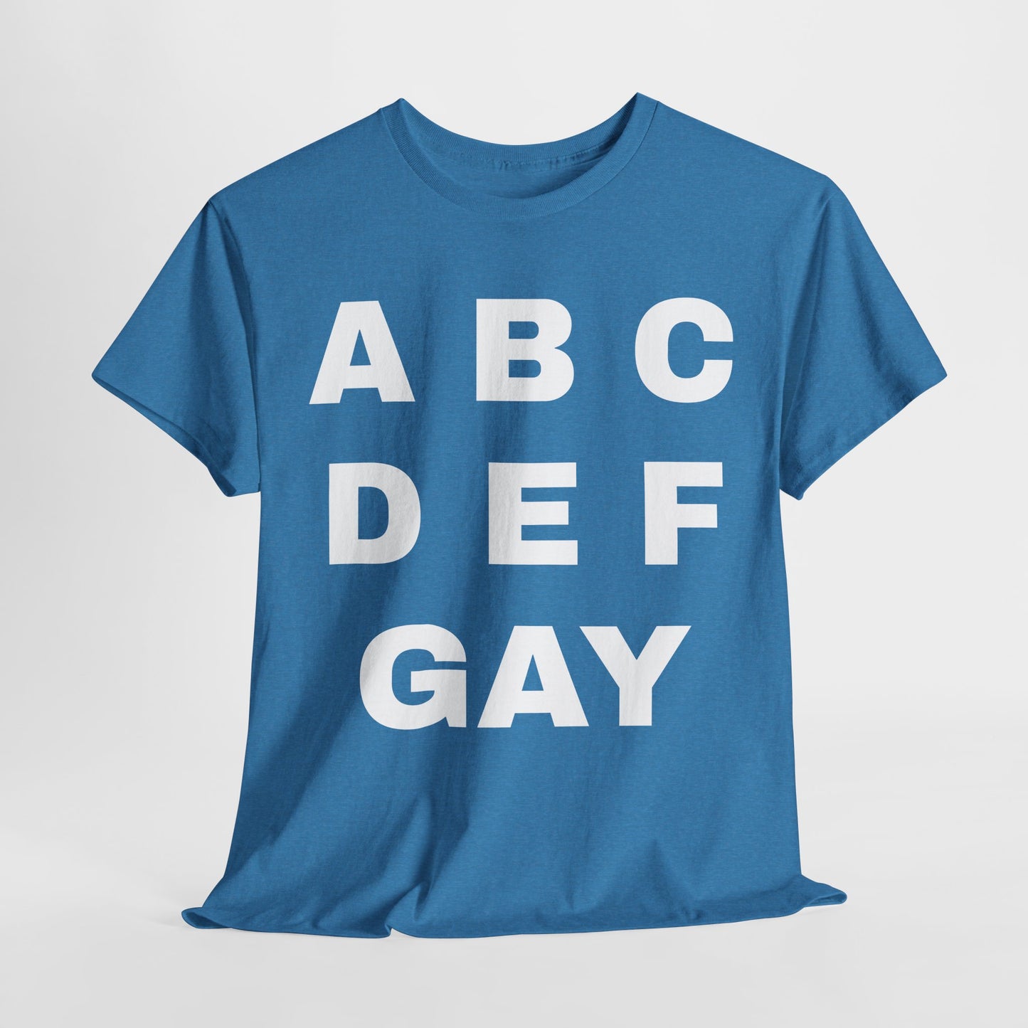 Unisex Heavy Cotton Tee - ABCDEFGAY Graphic Tee for LGBTQ+ Pride