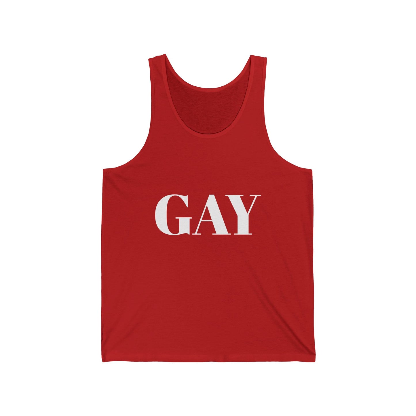 Pride Unisex Jersey Tank - Bold 'GAY' Design for LGBTQ+ Celebrations