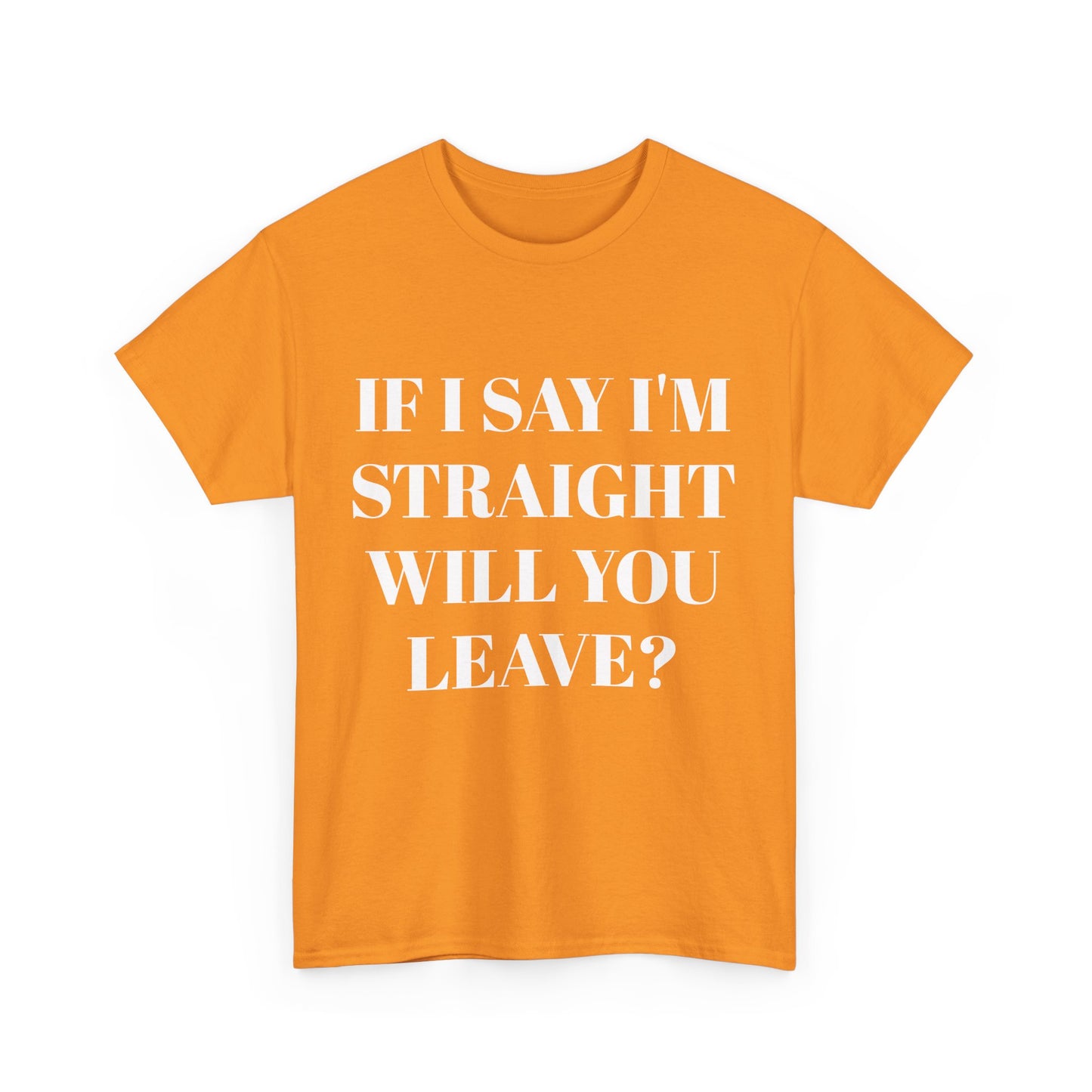 Unisex Heavy Cotton Tee -IF I SAY I'M STRAIGHT WILL YOU LEAVE? Design