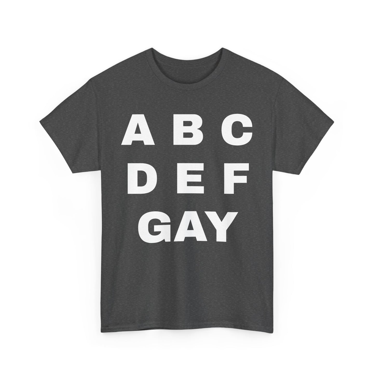 Unisex Heavy Cotton Tee - ABCDEFGAY Graphic Tee for LGBTQ+ Pride