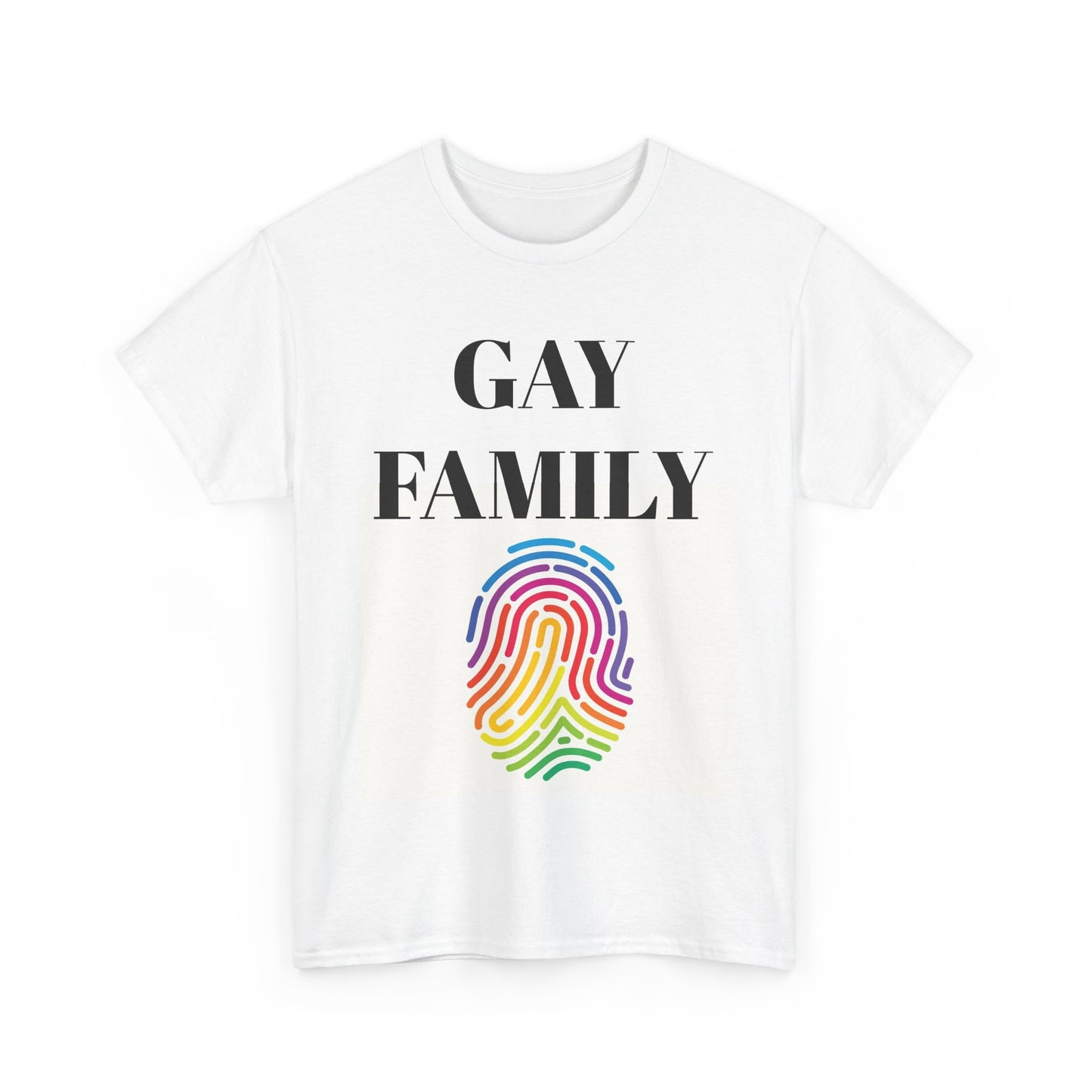 LGBTQ+ Pride Unisex Heavy Cotton Tee - 'Gay Family' Fingerprint Design