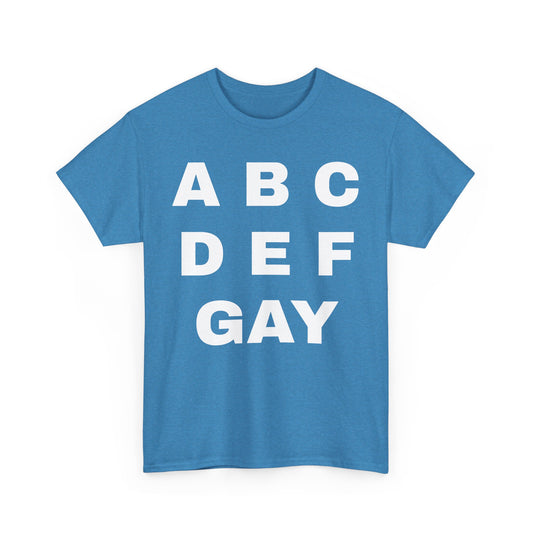 Unisex Heavy Cotton Tee - ABCDEFGAY Graphic Tee for LGBTQ+ Pride