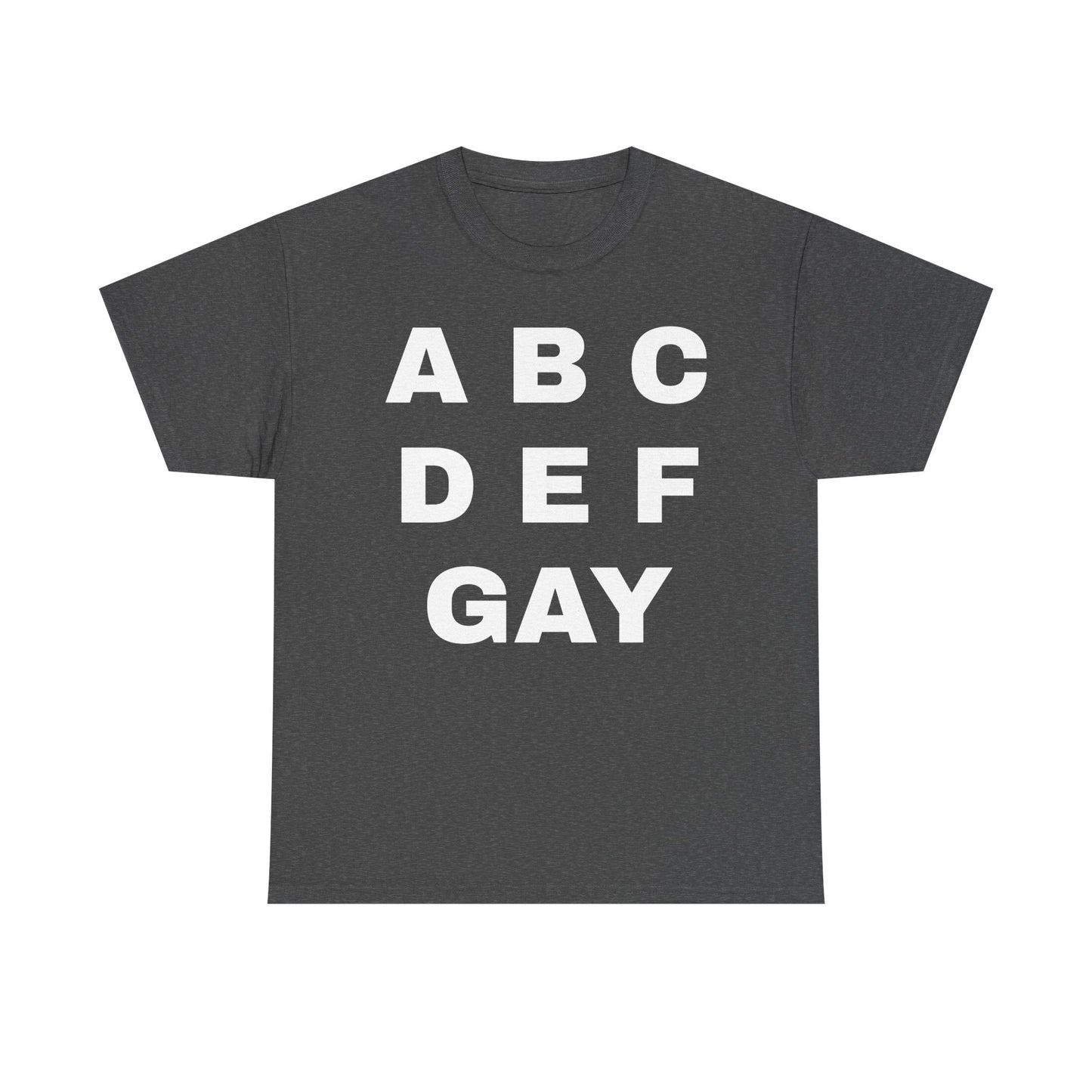 Unisex Heavy Cotton Tee - ABCDEFGAY Graphic Tee for LGBTQ+ Pride
