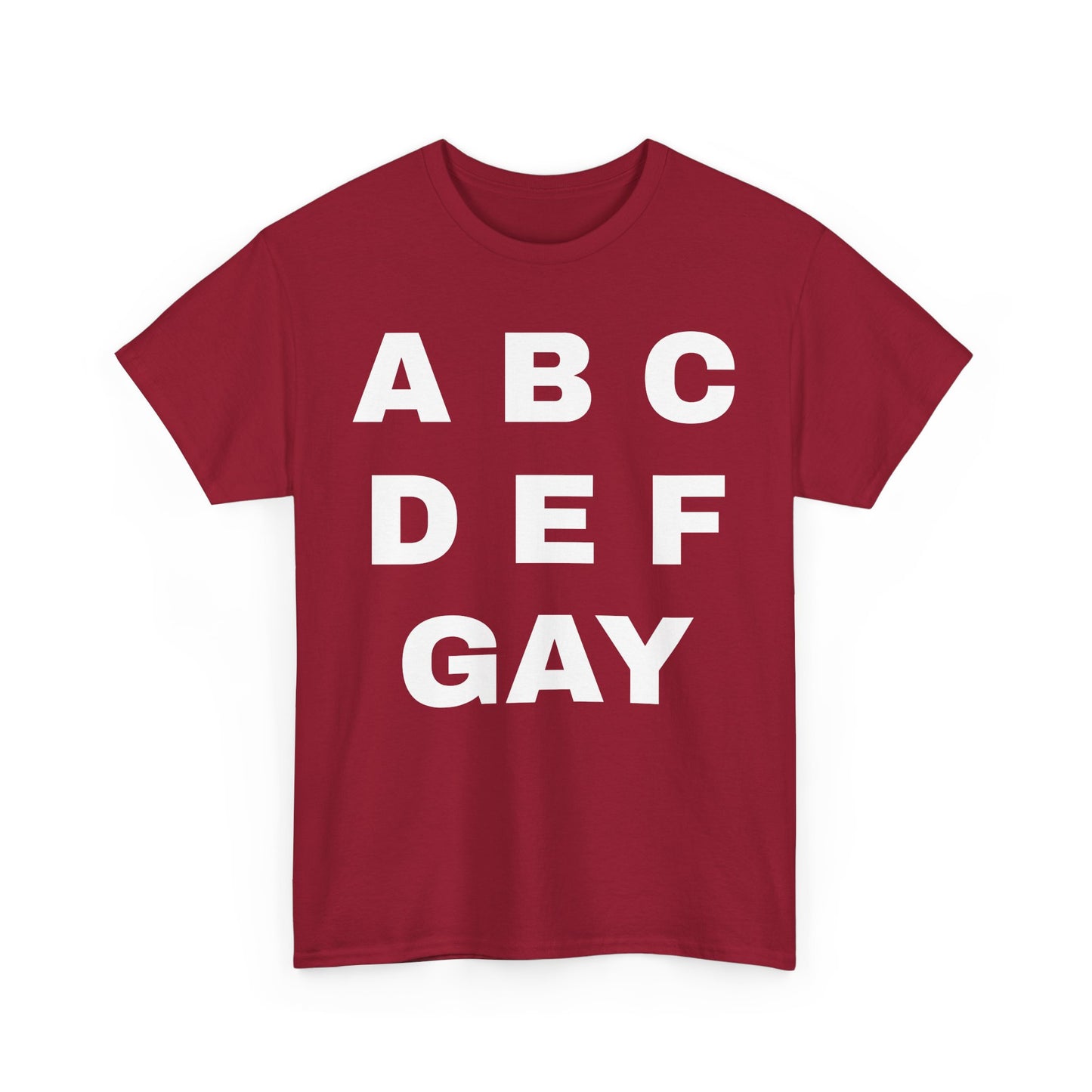 Unisex Heavy Cotton Tee - ABCDEFGAY Graphic Tee for LGBTQ+ Pride