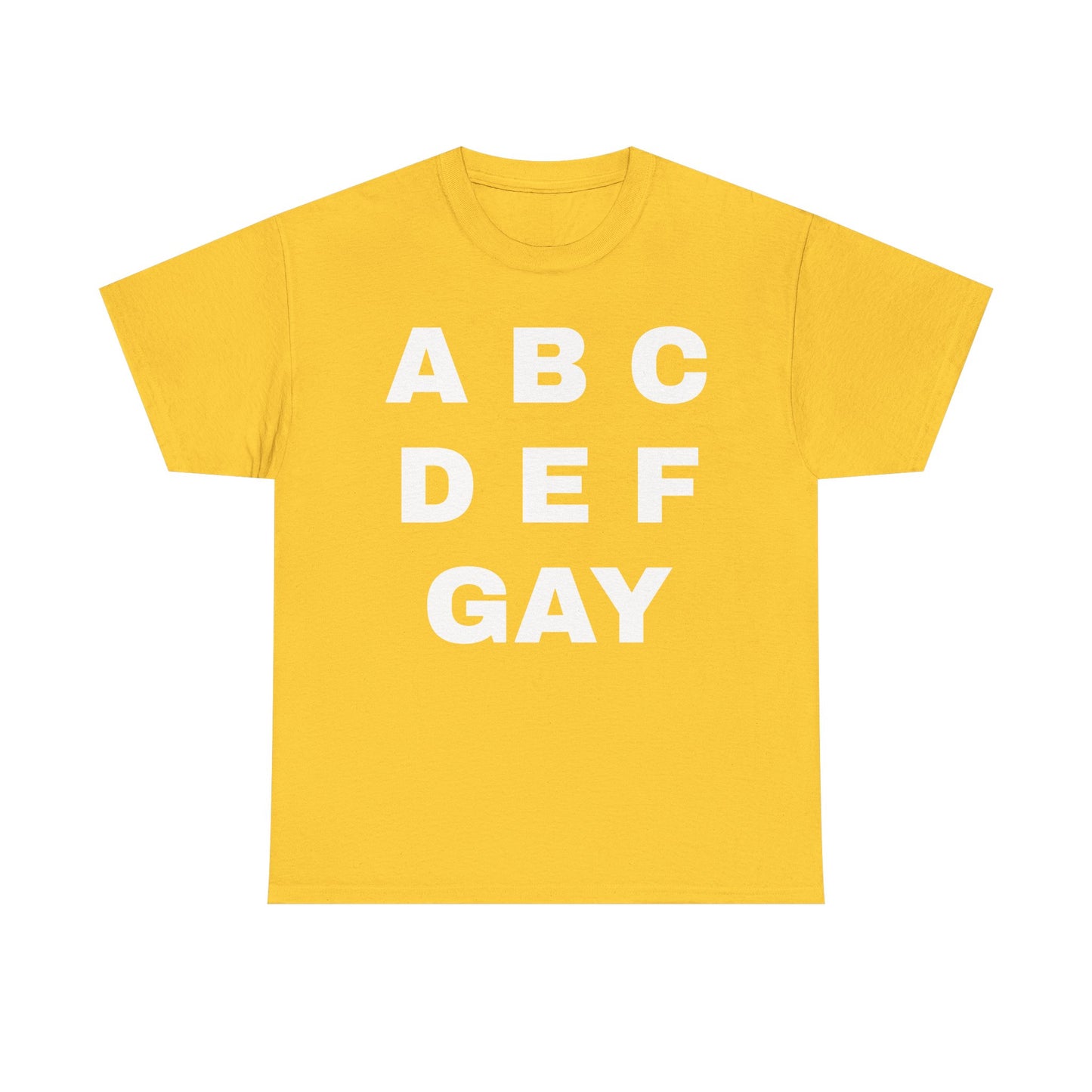 Unisex Heavy Cotton Tee - ABCDEFGAY Graphic Tee for LGBTQ+ Pride
