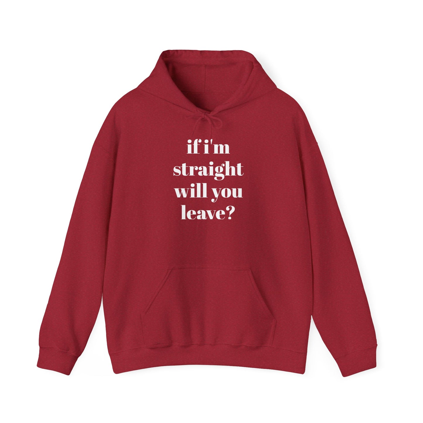 Funny Unisex Hooded Sweatshirt - "If I'm Straight, Will You Leave?"
