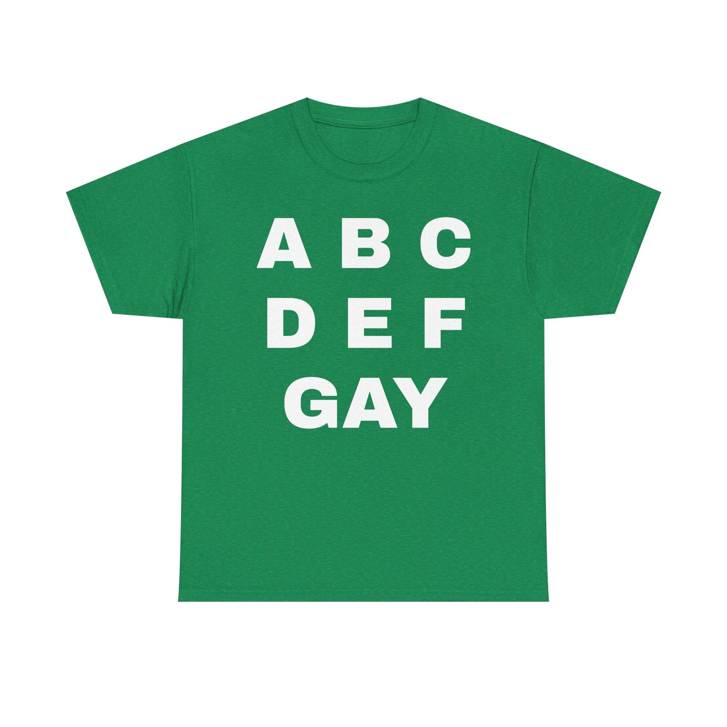 Unisex Heavy Cotton Tee - ABCDEFGAY Graphic Tee for LGBTQ+ Pride