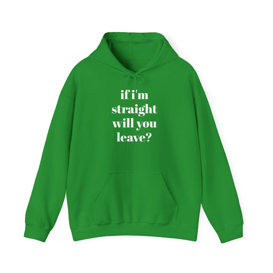 Funny Unisex Hooded Sweatshirt - "If I'm Straight, Will You Leave?"