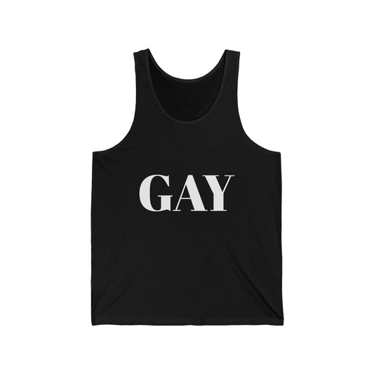 Pride Unisex Jersey Tank - Bold 'GAY' Design for LGBTQ+ Celebrations