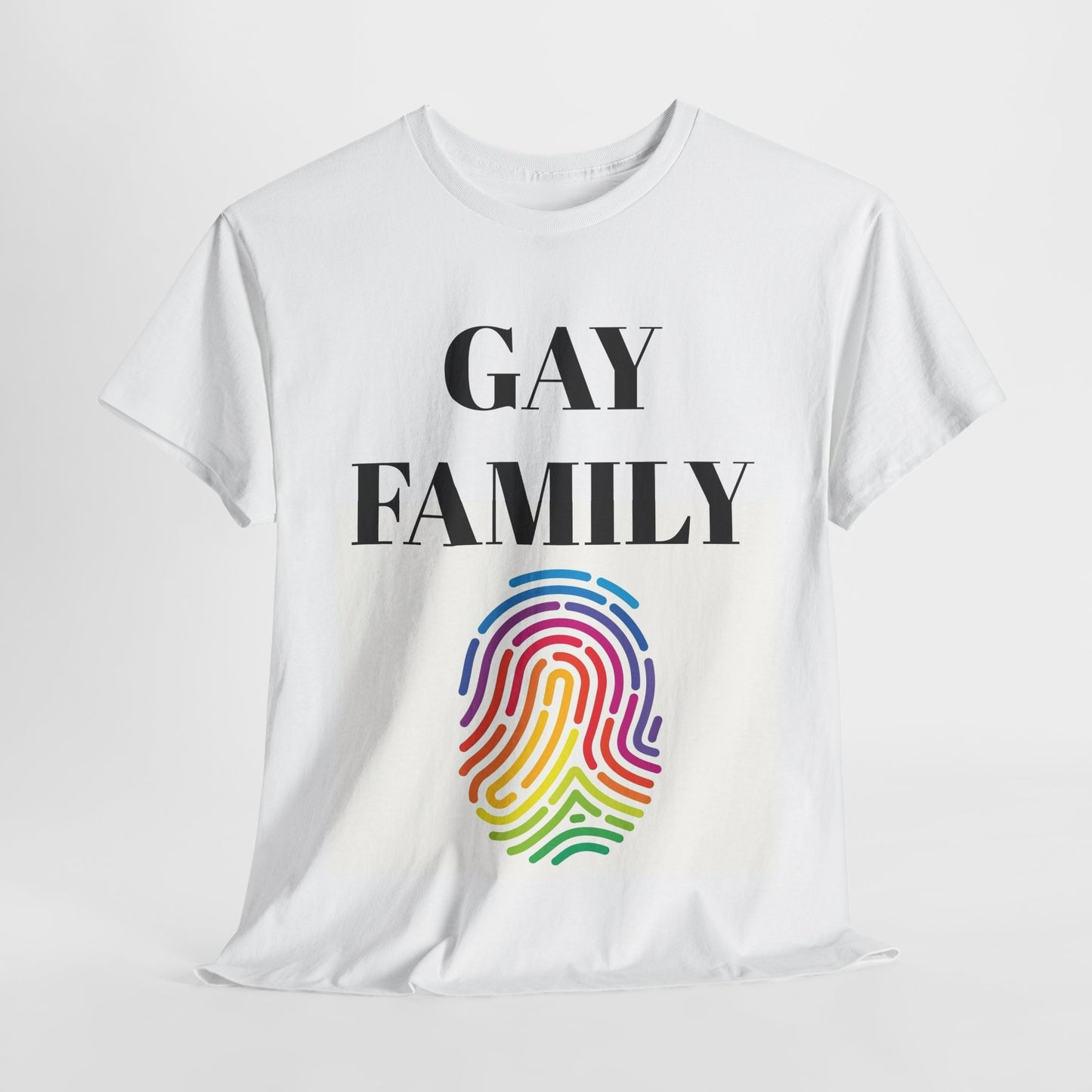 LGBTQ+ Pride Unisex Heavy Cotton Tee - 'Gay Family' Fingerprint Design