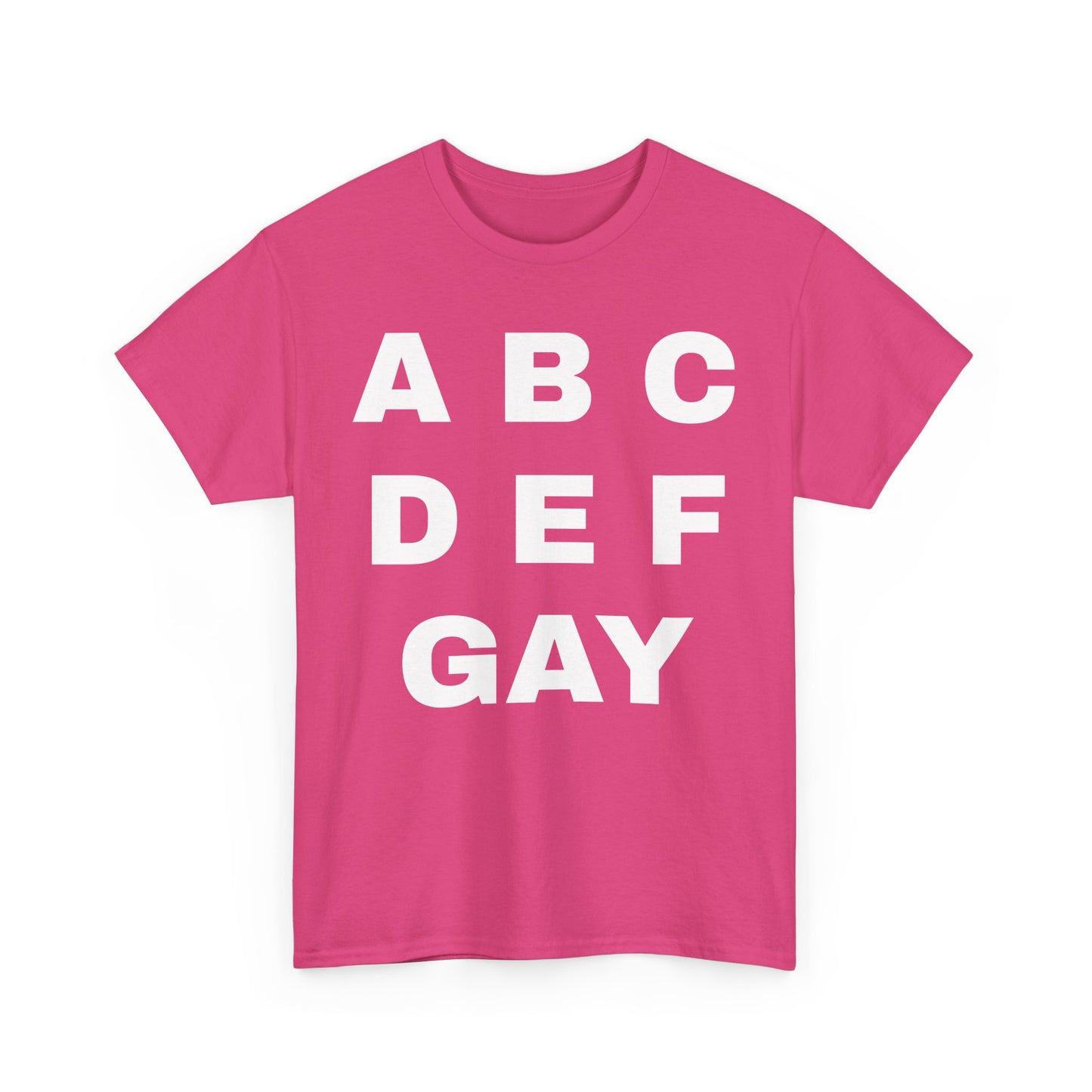 Unisex Heavy Cotton Tee - ABCDEFGAY Graphic Tee for LGBTQ+ Pride
