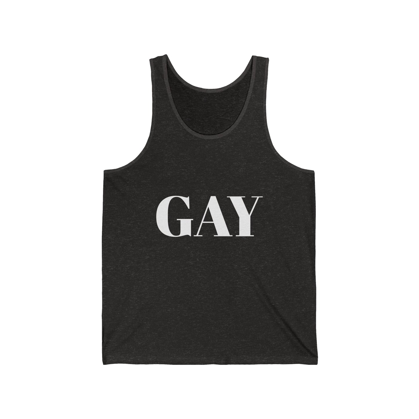 Pride Unisex Jersey Tank - Bold 'GAY' Design for LGBTQ+ Celebrations