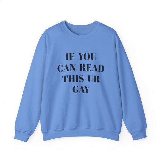 Unisex Humor Crewneck Sweatshirt - "IF U CAN READ THIS UR GAY"