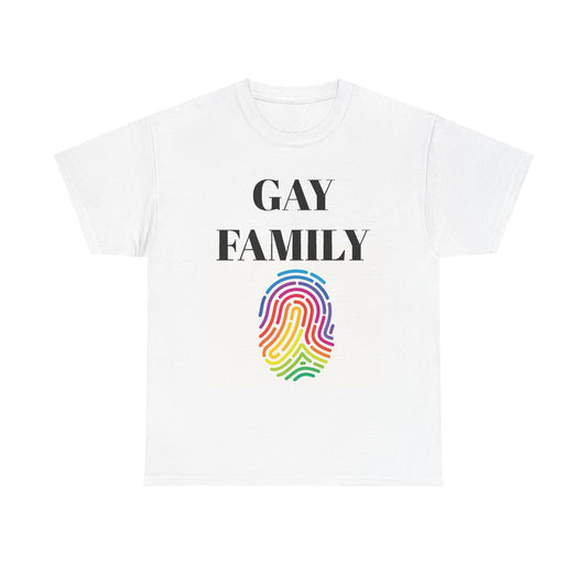 LGBTQ+ Pride Unisex Heavy Cotton Tee - 'Gay Family' Fingerprint Design