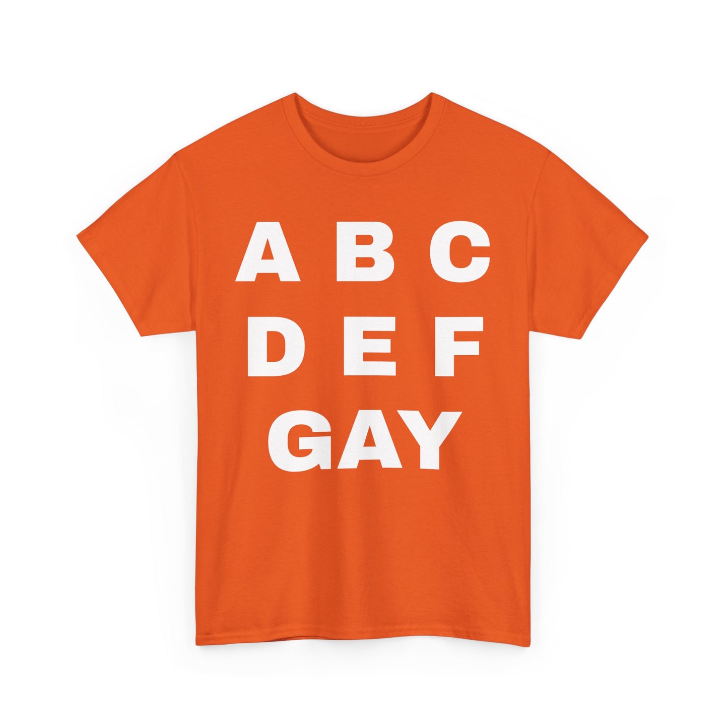 Unisex Heavy Cotton Tee - ABCDEFGAY Graphic Tee for LGBTQ+ Pride
