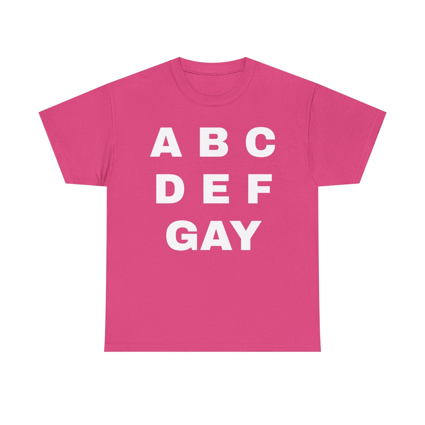 Unisex Heavy Cotton Tee - ABCDEFGAY Graphic Tee for LGBTQ+ Pride