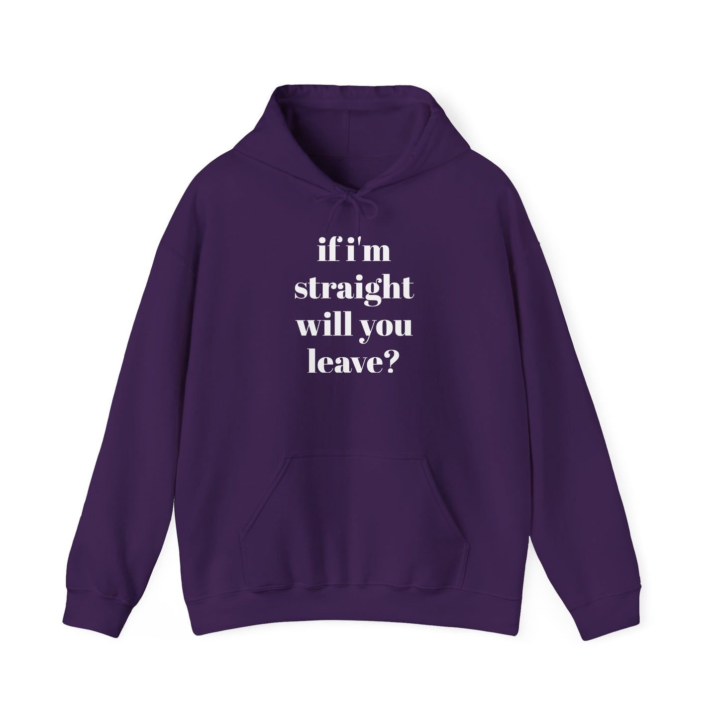 Funny Unisex Hooded Sweatshirt - "If I'm Straight, Will You Leave?"