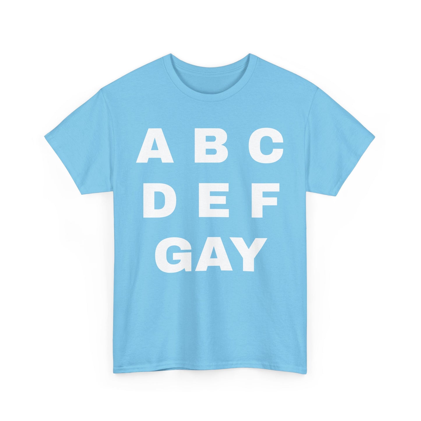 Unisex Heavy Cotton Tee - ABCDEFGAY Graphic Tee for LGBTQ+ Pride