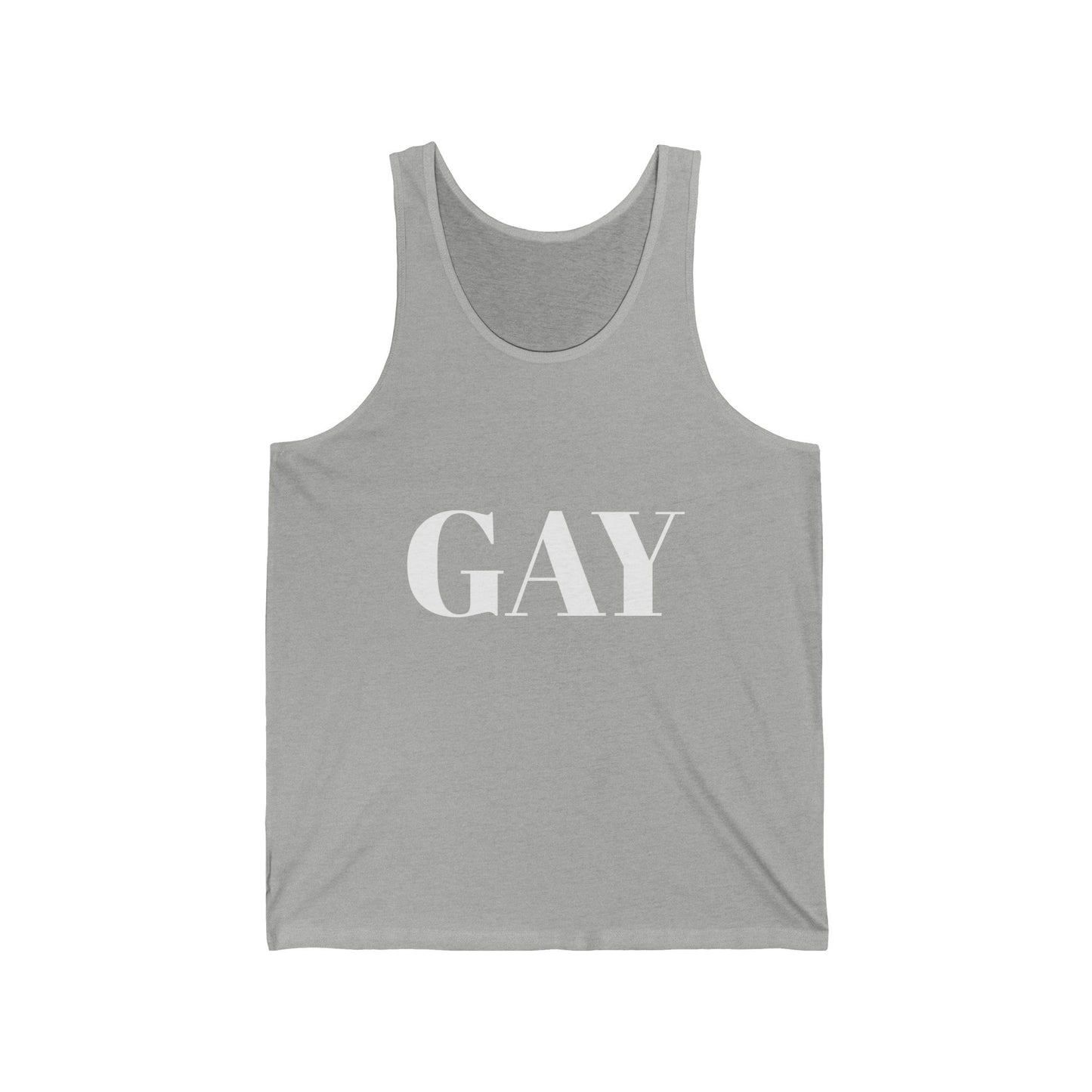 Pride Unisex Jersey Tank - Bold 'GAY' Design for LGBTQ+ Celebrations