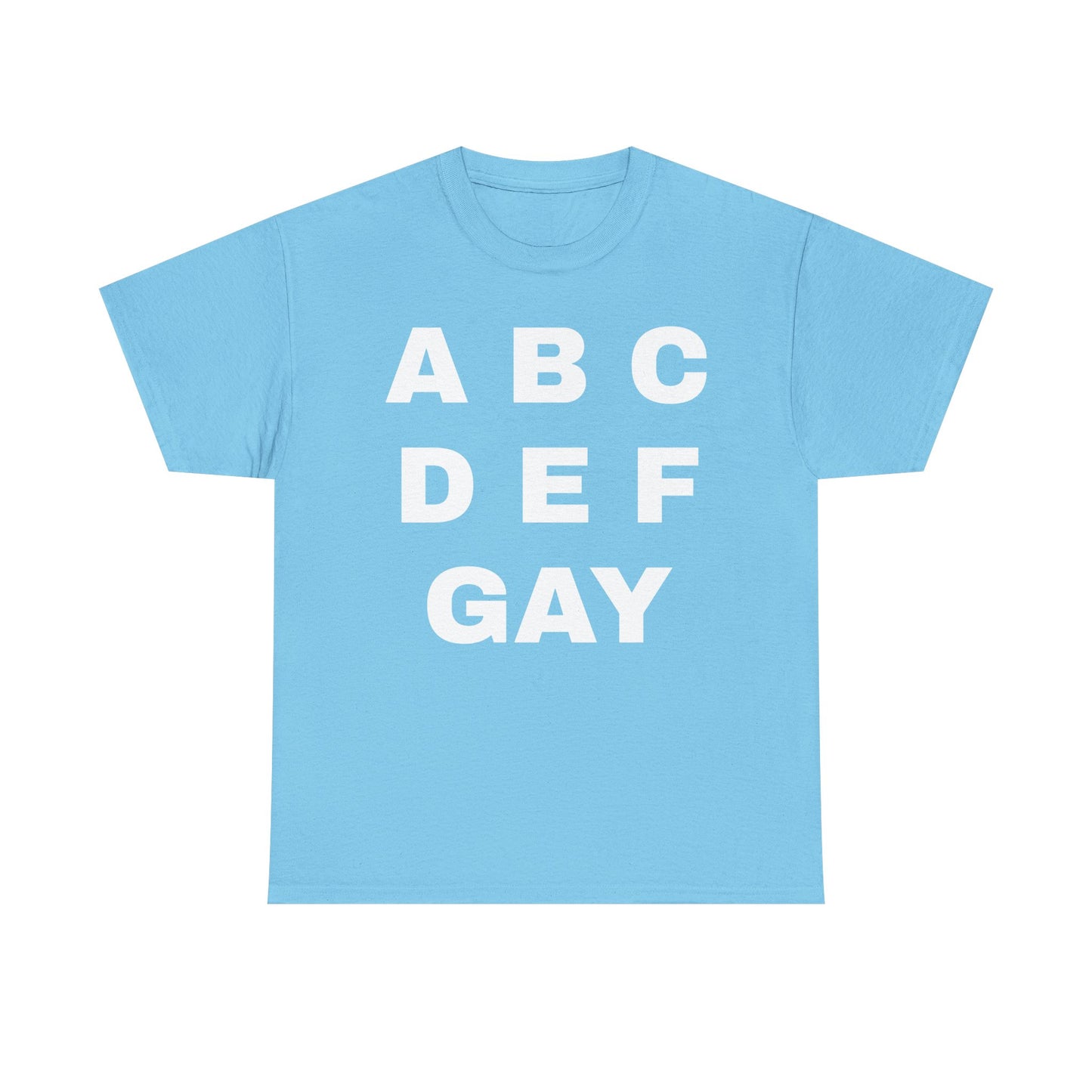 Unisex Heavy Cotton Tee - ABCDEFGAY Graphic Tee for LGBTQ+ Pride
