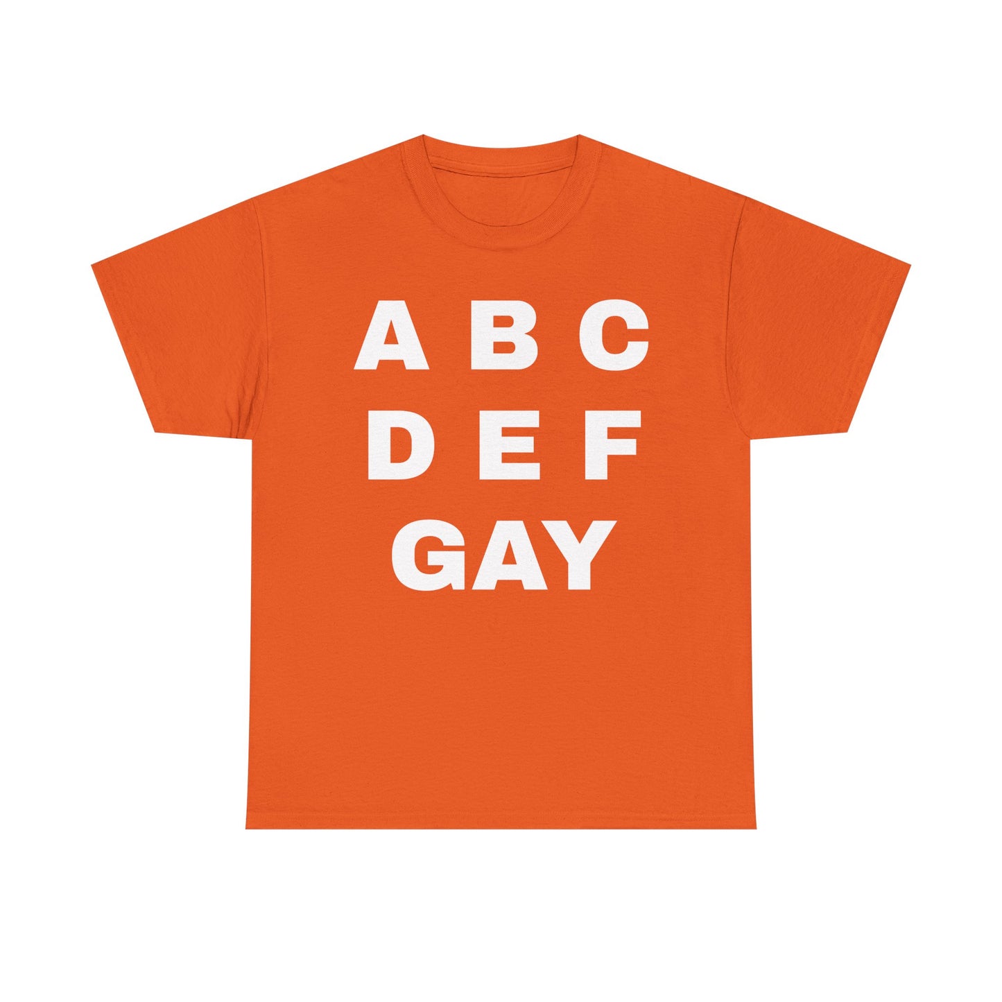 Unisex Heavy Cotton Tee - ABCDEFGAY Graphic Tee for LGBTQ+ Pride